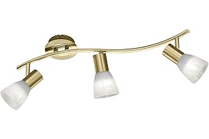 Trio Leuchten 871010308 Levisto Plafonnier LED en laiton mat et verre albâtre blanc, 3er-balken Messing Matt