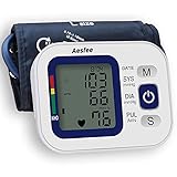 Upper Arm Blood Pressure Monitor USB Rechargeable, Digital Automatic Measure Blood Pressure and Heart Rate Pulse with Wide-Range Cuff for Home use(22-42cm), Large Backlit LCD, 2 x 99 Memories