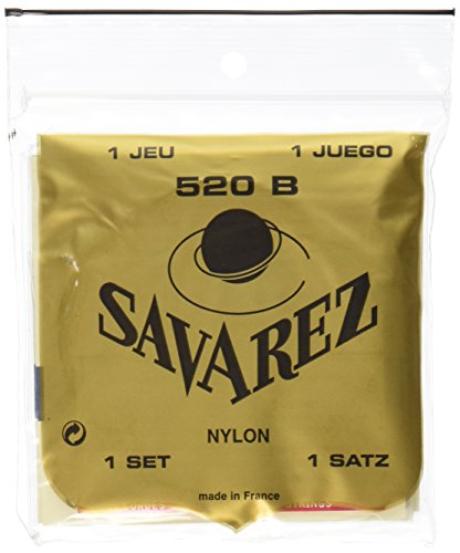 Savarez 655807 - Cuerdas para Guitarra Clásica, Juego Tradicional Concert 520B Tensión bajo, Nylon entorchado en plata