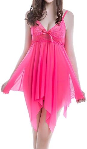 ❤️Internet Women Sexy Lingerie Pajamas Dress Lace Underwear Corset Print Sleepwear Pajamas Dress (Free Size, Red)