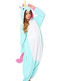 Rhh Unisex Adulto Onesie Anime Kigurumi Trajes Disfraz Cosplay Animales Pijamas Pyjamas Ropa De Dormir, Nueva Unicornio Azul, S (Altura: 141CM-155CM)