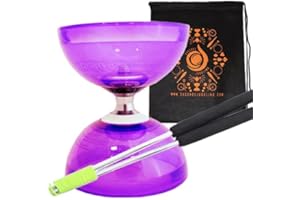 DREAMWORKS TROLLS Juggle Dream Purple Cyclone Quartz II Triple Bearing Diabolo with Aluminium 'Metal' Sticks and Carry Bag - Pro Clutch Diablo Set