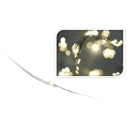 40 LED warmweiß Tropfen Batterielichterkette Draht Lichterkette biegsam Drahtbeleuchtung Lichterkette innen