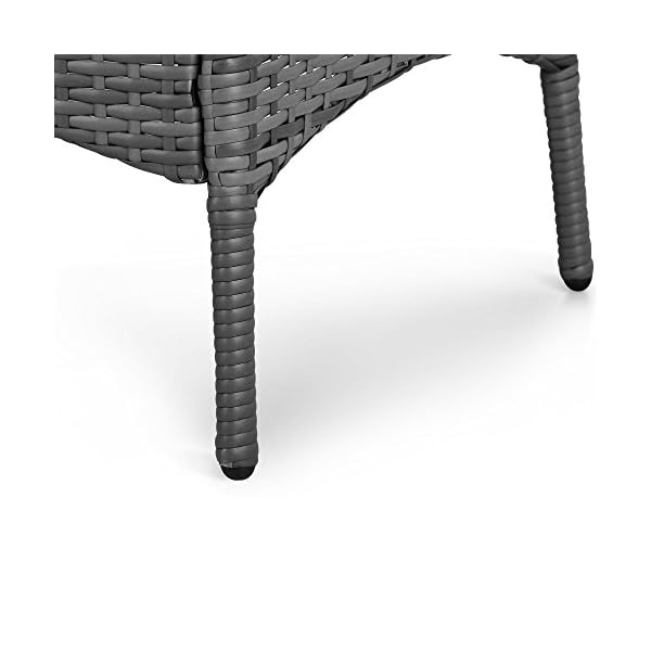 VonHaus 2 Seater Rattan Companion Chair - Wicker Conservatory Loveseat - Outdoor, Garden or Patio Double Seater Armchair with Drink Glass-topped Table and Removable Cushions - Grey - Image 8