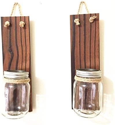 loveyourlife Rustic Sconces Rustic Wall Decor Mason Jars Sconce Farmhouse Sconce Rustic Home Decor Wall Hanging Decor Hanging Mason Jars Farmhouse Decor (Without flower)