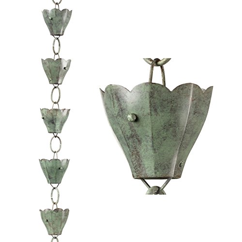 Good Directions 463V1-8 13 Cup Tulip Rain Chain, 8-1/2', Blue Verde Copper