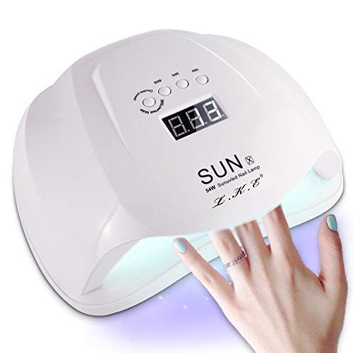 54W Professional UV LED Gel Nail Lamp Polish Curing Dryer Light Smart Auto-sensing with 4 Timer Setting 10/30/60/99S White