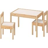 Ikea Latt &ccedil;ocuk masası, 2 sandalyeli, k&uuml;&ccedil;&uuml;k odalar veya yatak odaları i&ccedil;in beyaz/&ccedil;am