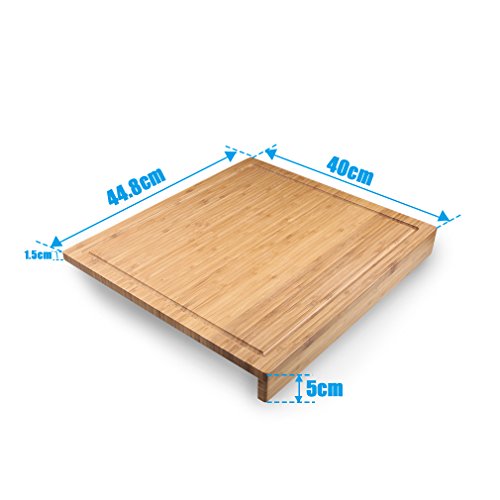 SHINY HOME® Hochwertiges Schneidbrett aus Bambus Küchenbrett Holz Brotbrett Küchenbrett großes Holzbrett Frühstücksbrett L x B x H: ca. 45×40×1.5cm - 6