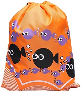 Erinfam Drawstring Pockets Swim Backpack Sport Bag Unisex Cute Beach Case For Adults and Children, Fish Orange