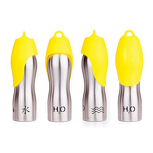 H2O4K9-Stainless-Steel-Dog-Water-Bottle-and-Travel-Bowl-Large-700-ml-Sunshine-Yellow