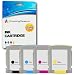 Produktbild Printing Pleasure 4 Tintenpatronen kompatibel zu HP 10/11 XL für HP Designjet 100 100plus 110plus Business Inkjet 1000 1100 1200 2000C 2200 2600 2800 3000 - Schwarz/Cyan/Magenta/Gelb, hohe Kapazität