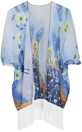 Clode Beach Cover Up, Vintage Bohemia Women Floral Print Chiffon Shawl Kimono Cardigan Tops Beach Cover Up