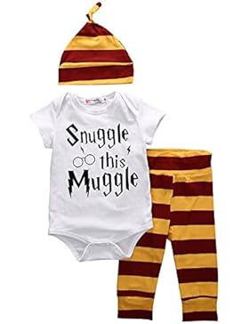 Baby Jungen Mädchen Snuggle this Muggle Strampler Romper + Lange Hosen + Hut Outfits Bekleidungssets