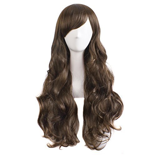MapofBeauty Charming Women's Long Curly Full Hair Wig (Light Brown)