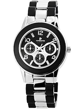 Timento Analog Damenuhr, Metall, Ø 39 mm, Silber Schwarz - 510021000006