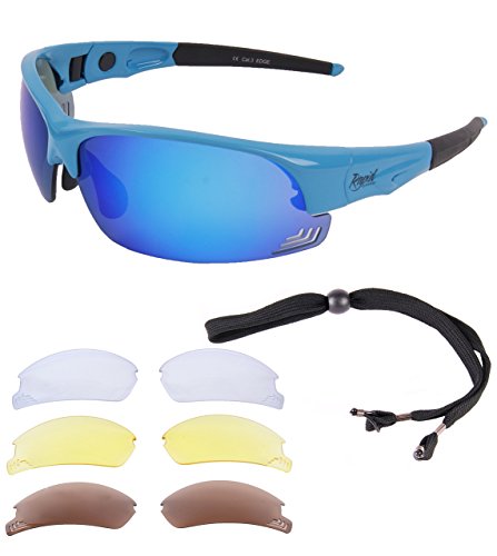 Rapid Eyewear GAFAS DE SOL DE CICLISMO 'Edge Blue Cycle' para Correr, montar en bicicleta de montaña. Cristales intercambiables. Para hombre y mujer