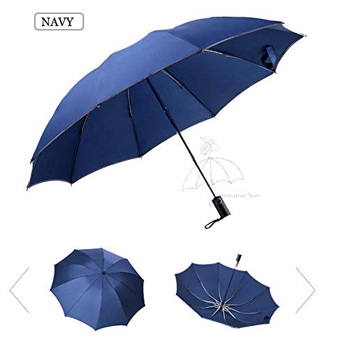Abin Paraguas Negro A Prueba De Viento, Paraguas Automático/Paraguas Compacto con Revestimiento De Teflón Y Telas Impermeables para Hombres/Mujeres De Fácil Transporte,Azul