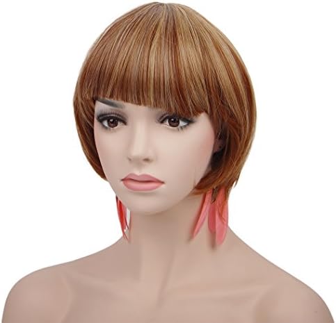 Spretty Women's High Quality Bob Style Wig LIght Brown and Blonde Mixed Wig for Cosplay