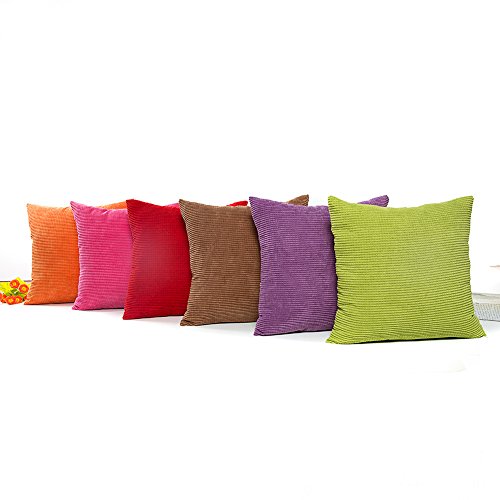 Farbe mais gestreift Kissenbezug Cord Deko Kissen Bezug 2-teilig für Sofa Überwurf Kissen Fall 45,7 x 45,7 cm 45 x 45 cm Braun - 6
