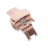 Edelstahl Watch Buckle Double Push Button Schmetterling Faltschließe für Uhrenarmband 20MM (Rose Gold)