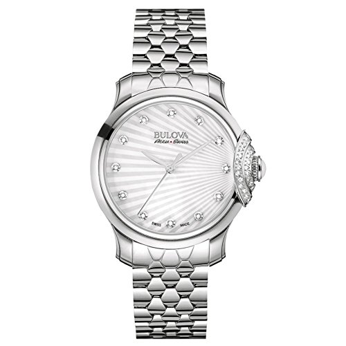 Bulova Damen Analog Quarz Uhr mit Edelstahl Armband 63R147