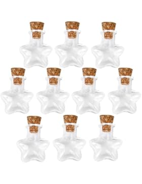 Stern Leer Merk Kleine klare Kork Nachricht Glasflaschen Vials 10 Stück