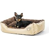 Tierbett mit Wendekissen, 61 x 48 x 18cm, innen braun, außen beige