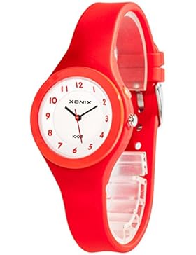 Schlichte analoge XONIX Armbanduhr für Damen Kinder Licht WR100m, A34J8F9/3