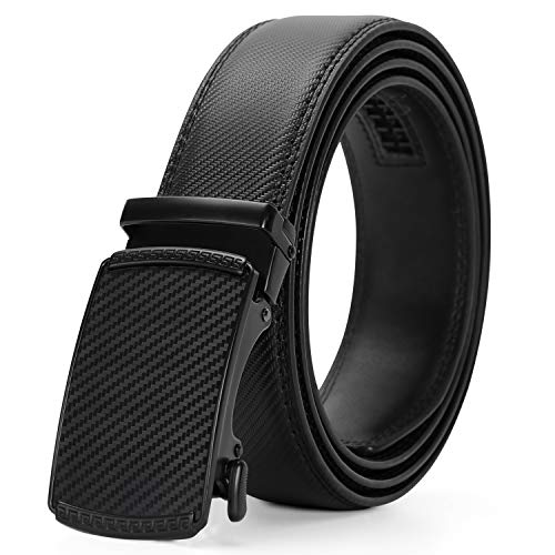 Men's Leather Ratchet Dress Belt with Automatic Buckle in Gift Box By JasGood