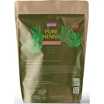 BONSOUL Organic Pure Henna Powder, Triple Sifted 500 GMS