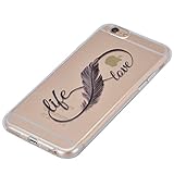 iPhone 6S Silikon Hülle,iPhone 6 Hülle,Sunroyal TPU Case Schutzhülle Silikon Crystal Kirstall Clear Case Durchsichtig,Schön Schwarz Wörter Malerei Muster Transparent Weichem Silikon Schutzhülle Handy Gürtel Tasche Schutzhülle Hülle Case Cover Fall-Abdeckung Etui TPU Bumper Kratzfeste Scratch-Resistant Schale für iPhone 6S/6 (4.7 Zoll) + 1 x Frei Displayschutzfolie - 5