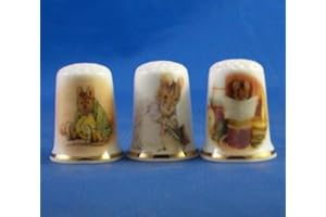 BIRCHCROFT CHINA Porcelain China Collectable Thimbles Set of Three Beatrix Potter Mice