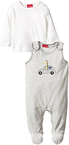 SALT AND PEPPER Baby Boys NB Playsuit On Tour stripNicki Striped Crew Neck Long Sleeve Footies, Grey (grey-melange 203), 0-3 Months (Manufacturer size: 56)