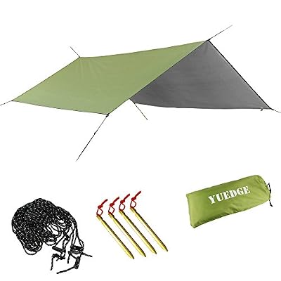 YUEDGE Bâche De Tente Portable Légère Pliable Imperméable Bâche De Tente Pare-Soleil Bâche d’Abri de Pluie(L Vert Armée)
