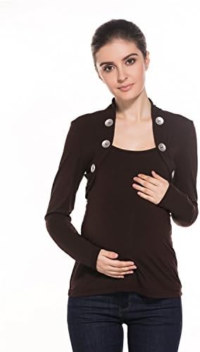 MODETREND Premaman -Camicie Di Maternità Maglietta a MANICHE lunghe SCOLLO a Quadrato Bluse camicetta Casacche l'allattamento Abito Nursing Tops