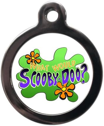 PS Pet Tags - Film TV Movie Pet ID Tags - What Would Scooby Do Design - Zinc Alloy Metal - Large (32mm) Small (24mm) Personalised On Reverse - Dog Cat Name Address Identity Tag - Made in UK