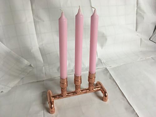 Ashleys workshop bright copper pipe candleholder raised design (Triple)
