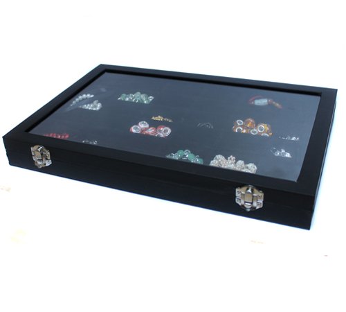 Yudu® Schmucklade Schaukasten Sortierkasten mit Glasdeckel 36 Fächer schwarz - 2