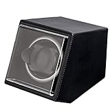Uhrenbeweger Fur Automatikuhren Polygon Schöne Uhr Display Stand Automatische Uhr Winder Box Aufbewahrungskoffer Für 1 Armbanduhr,Leather-Black