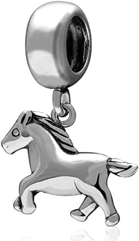 Soulbead Running Horse Animal Charm 925 Sterling Silver Pendant Bead for European Necklace or Bracelet Jewelry
