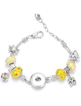 Soleebee 2 in 1 verstellbaren Silberfarbe austauschbare Perle Anhänger Legierung Click Button Armband passt Perlen...