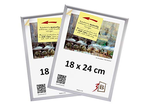 Cornice per foto, in alluminio, Alluminio, silver matt, 18 x 24 cm (ca. 7 x 10") - 2 pcs.