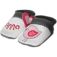 Krabbelschuhemit Namen , Motiv Vogel , Babyschuhe, Lauflernschuhe , mit Namen bestickt , verschiedene Größen , Handmade in Deutschland , Jessica Pahnke Designs