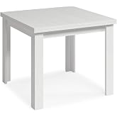 Mobelcenter, Polar White Extendable Square Dining Table, Living Room or Kitchen Table, Polar White, Measurements: Width: 90 c