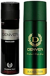 Denver Hamilton Deodorant 165Ml With Black Code Talc For Men 100Gm