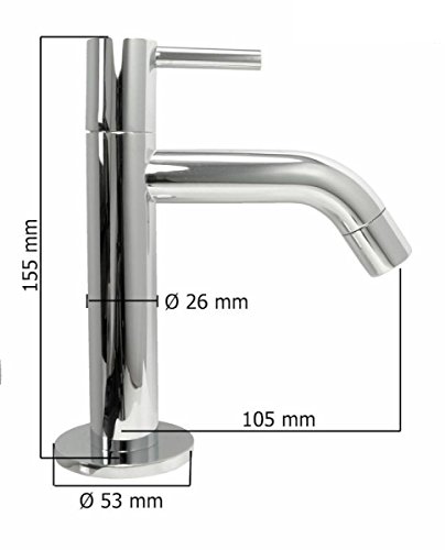 tecuro DESIGN Standventil mit hochwertigem Keramikventil – messing verchromt – NEU – mit Anschlussschlauch 30 cm - 2