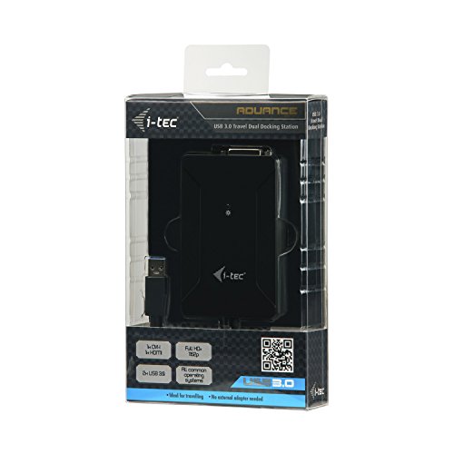 i-tec USB 3.0 Travel Dual Docking Station, 1x HDMI, 1x DVI-I, Full HD+ 2048×1152, 2x USB 3.0 Port, Für Notebook, Ultrabook, Tablet-ab Win 8.0 - 6