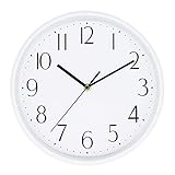 XJYA 10,5 Zoll Runde Nicht-Ticking Stille Wanduhr Dekorativ, Batteriebetrieben Quarz Analog Ruhige Wanduhr, für Wohnzimmer, Küche, Schlafzimmer,White