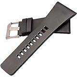 Meaningg Herren Uhrenarmband Diesel Echtes Leder-Armband-Uhrenarmband Dornschließe Lederband Correas De Reloj Para Hombres, Schwarz, 28mm